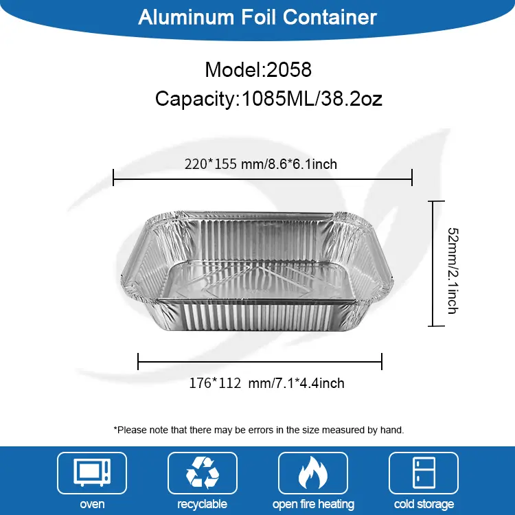 Boîte à lunch à barbecue jetable Conteneurs en aluminium argenté