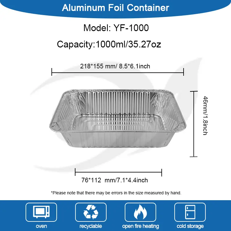 Couche à pâtisserie à emporter rectangulaire Conteneurs en aluminium en aluminium argent