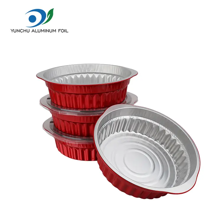 Pots à casseroles et casseroles jetables récipients en aluminium rouge Pots à casseroles et casseroles jetables récipients en aluminium rouge