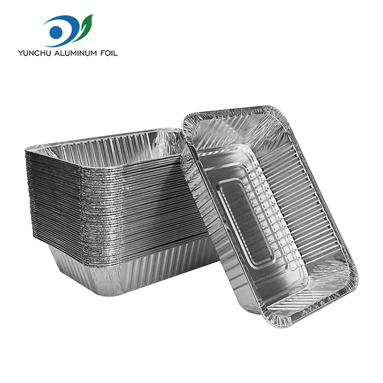Couche à pâtisserie à emporter rectangulaire Conteneurs en aluminium en aluminium argent Couche à pâtisserie à emporter rectangulaire Conteneurs en aluminium en aluminium argent