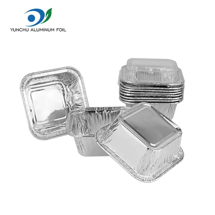 Carré les récipients en aluminium argent en aluminium