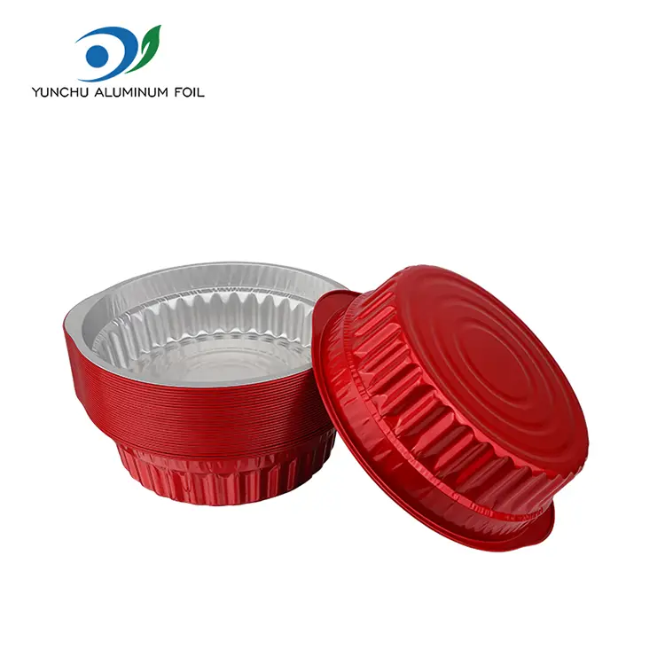 Pots à casseroles et casseroles jetables récipients en aluminium rouge