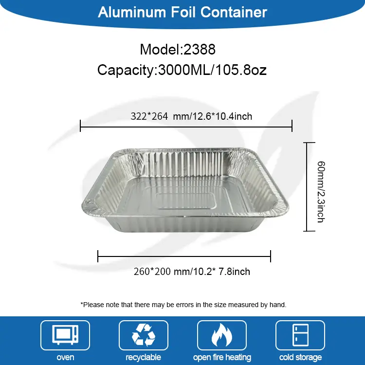 Plaque à plats rectangulaires Plaque de dinde récipient en aluminium en aluminium en aluminium