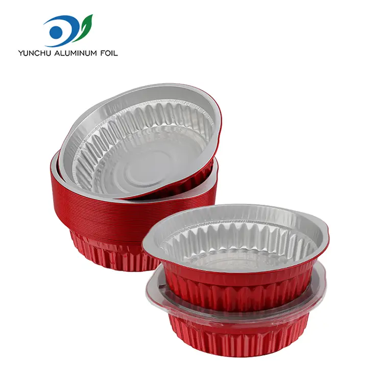 Pots à casseroles et casseroles jetables récipients en aluminium rouge