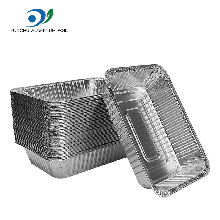 Couche à pâtisserie à emporter rectangulaire Conteneurs en aluminium en aluminium argent
