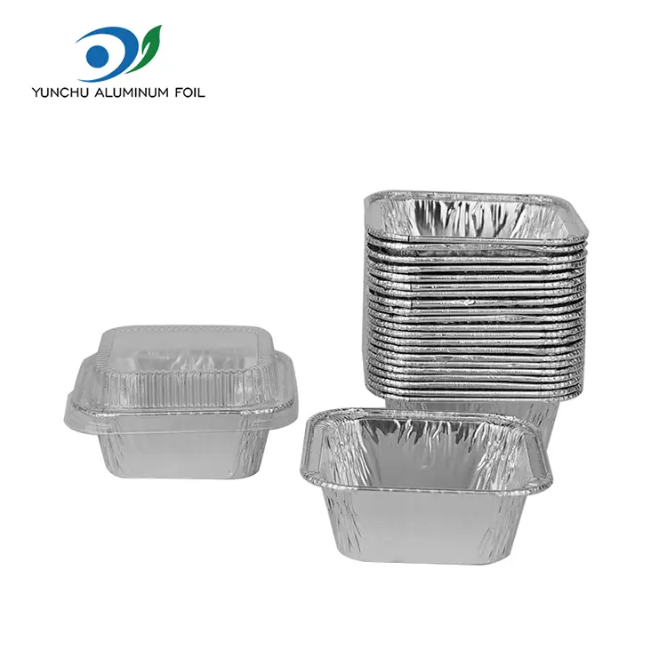 Carré les récipients en aluminium argent en aluminium