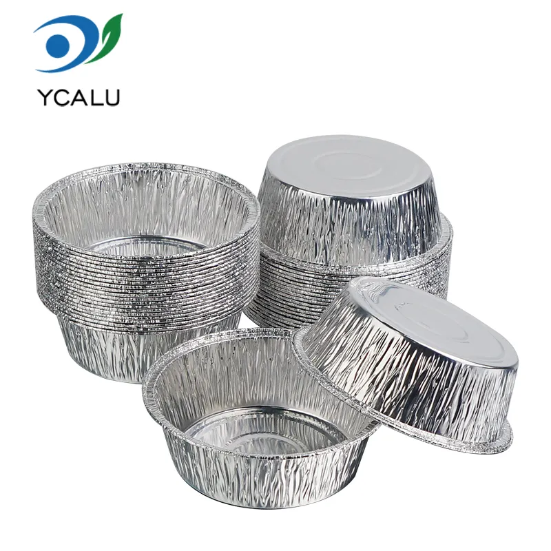Petits récipients ronds en papier d'aluminium argenté pour la cuisson