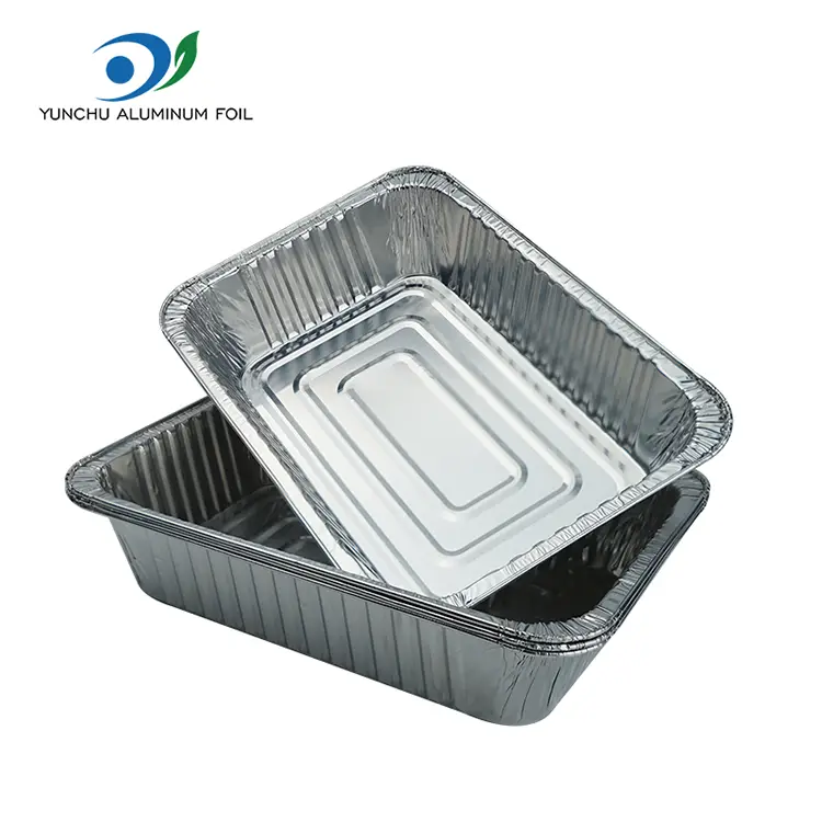 Couche à pâtisserie à emporter rectangulaire Conteneurs en aluminium en aluminium argent