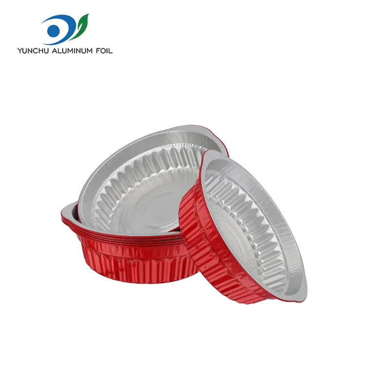 Pots à casseroles et casseroles jetables récipients en aluminium rouge