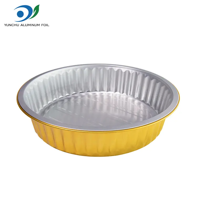 Plateaux de barbecue jetables conteneurs en aluminium rond doré