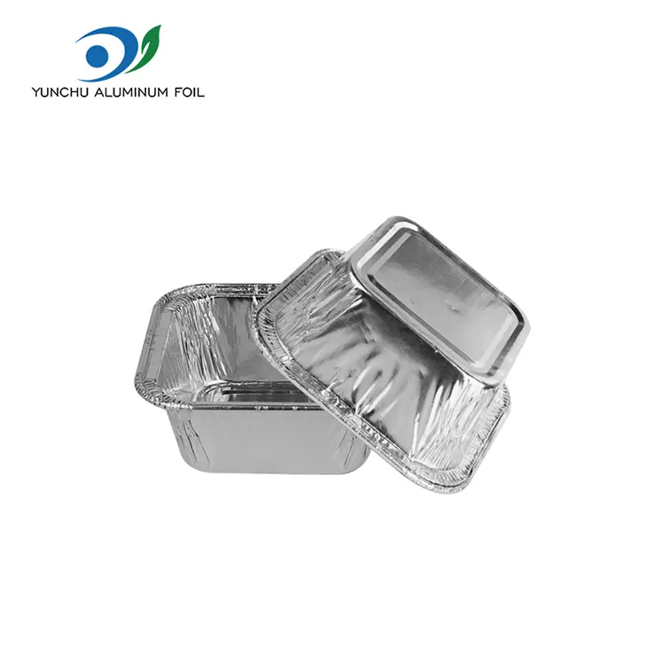 Carré les récipients en aluminium argent en aluminium