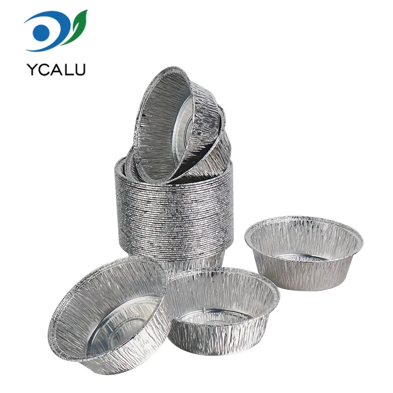 Petits récipients ronds en papier d'aluminium argenté pour la cuisson