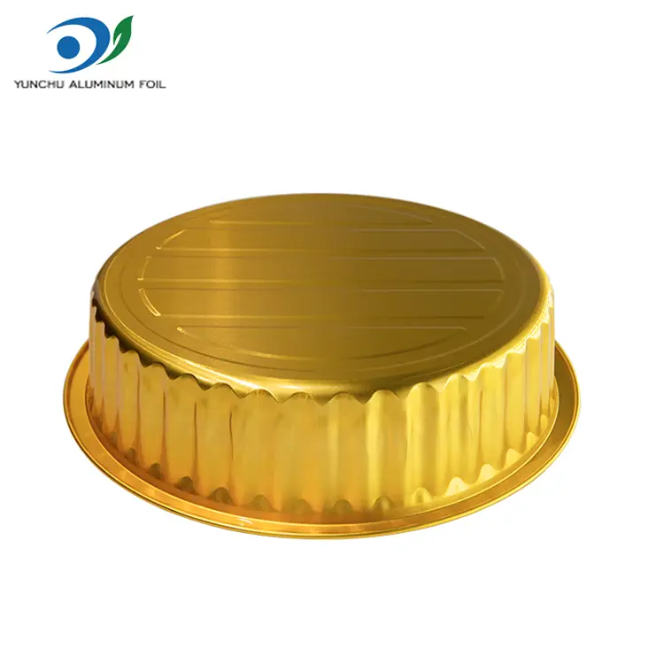 Plateaux de barbecue jetables conteneurs en aluminium rond doré