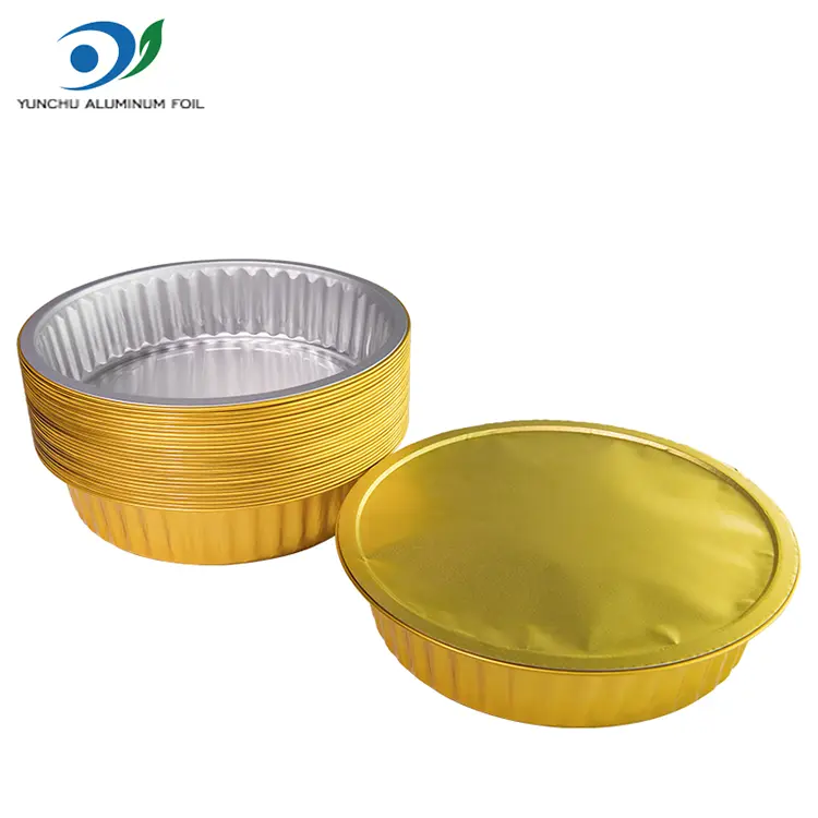 Plateaux de barbecue jetables conteneurs en aluminium rond doré