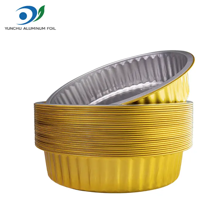 Plateaux de barbecue jetables conteneurs en aluminium rond doré