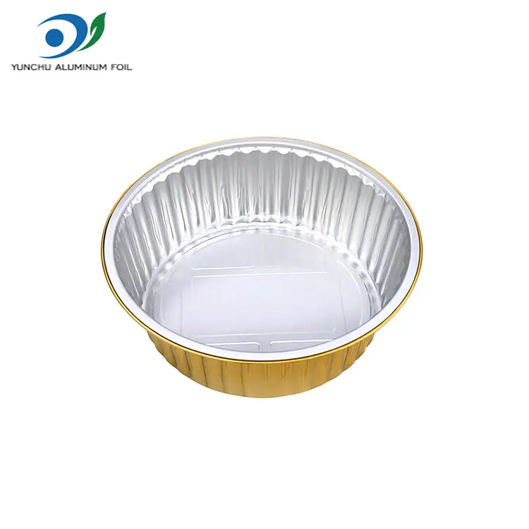 Plateaux de barbecue jetables conteneurs en aluminium rond doré