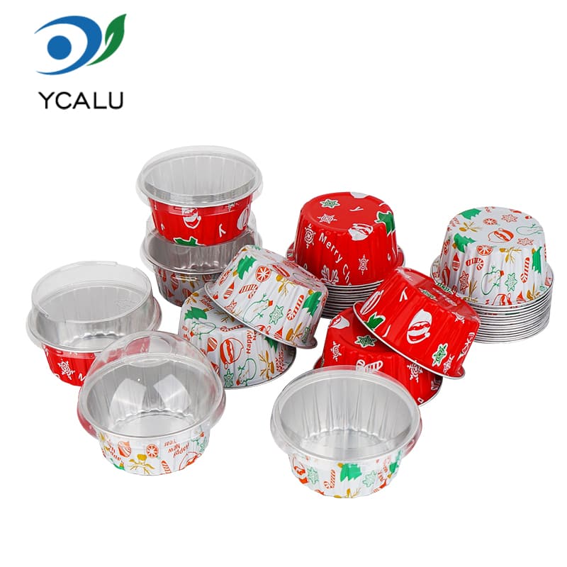 Tasse de cuisson en papier d'aluminium imprimée personnalisée de Noël