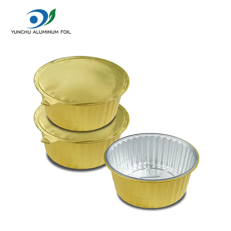 Plateau à pâtisserie jetable pour manger en aluminium doré