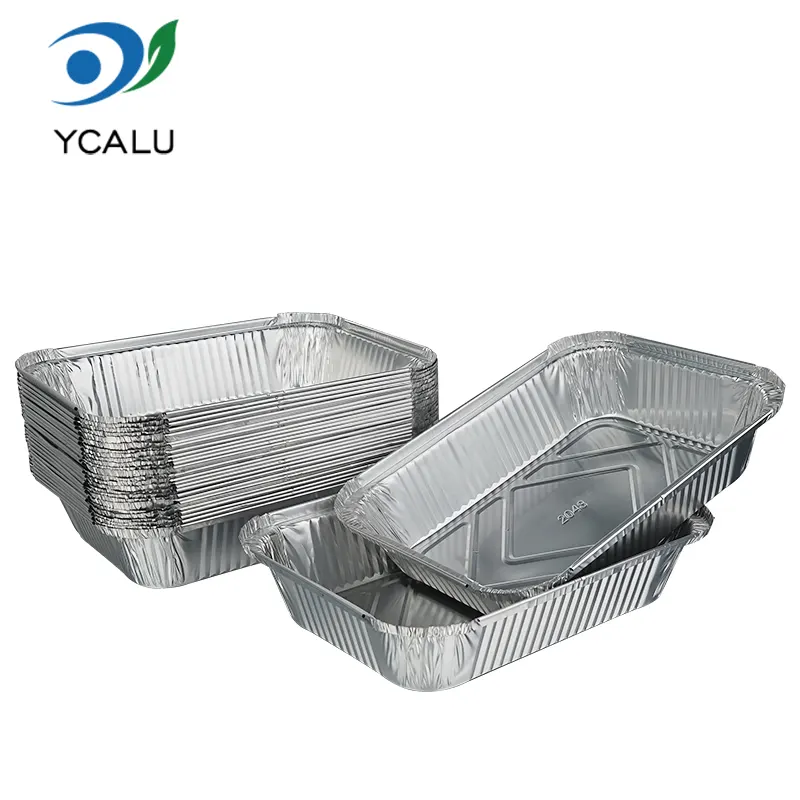 Boîte à lunch jetable pour barbecue, conteneurs en papier d'aluminium argenté