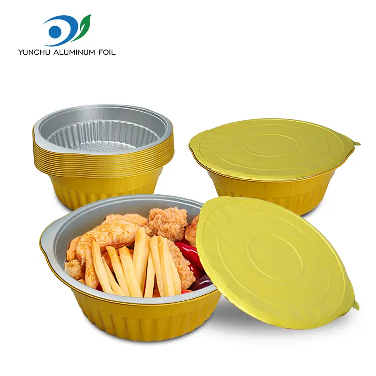 Pot de pot chaude jetable Golden Round en aluminium Conteneurs