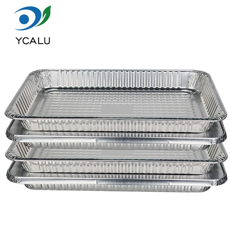 Récipients alimentaires jetables de papier d'aluminium d'argent de four de barbecue de grande capacité