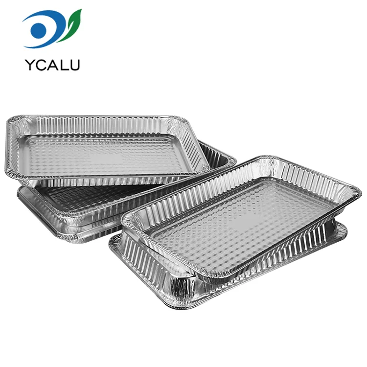 Récipients alimentaires jetables de papier d'aluminium d'argent de four de barbecue de grande capacité