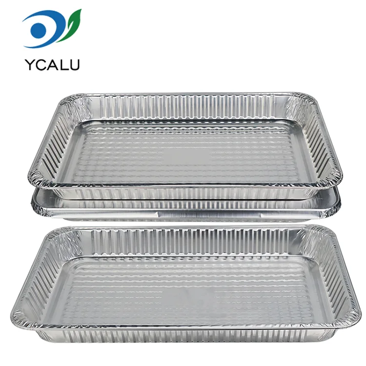 Récipients alimentaires jetables de papier d'aluminium d'argent de four de barbecue de grande capacité