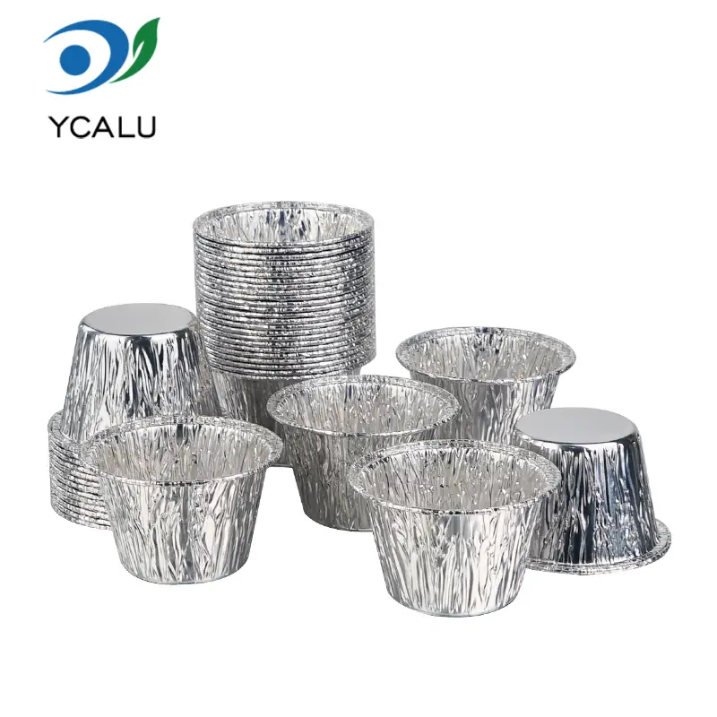 Récipients jetables de papier d'aluminium argenté de mini tasse à gâteau
