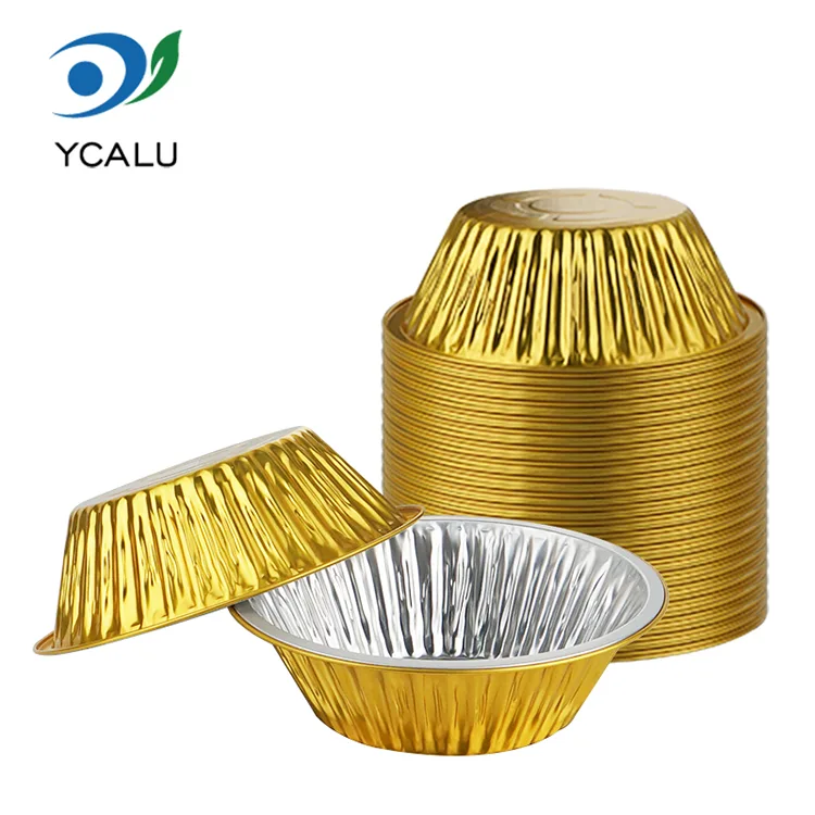 Conteneurs jetables de papier d'aluminium de forme ronde d'or de restauration extérieure
