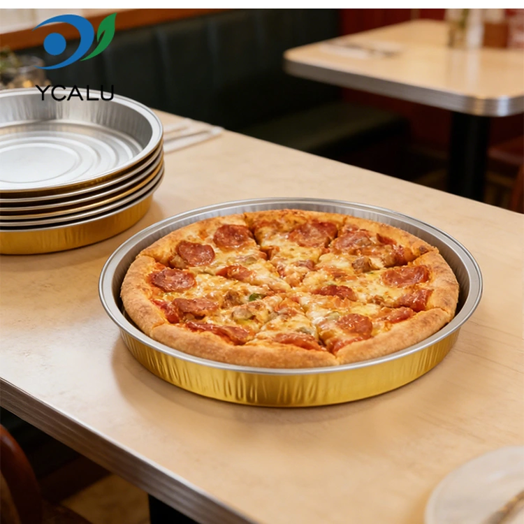 Plat à pizza jetable cuisant des récipients ronds de papier d'aluminium