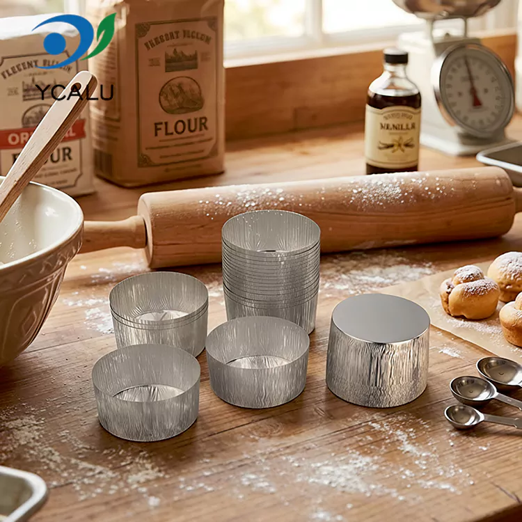 Plateau de cuisson rond jetable pour friteuse à air, récipients alimentaires en papier d'aluminium argenté