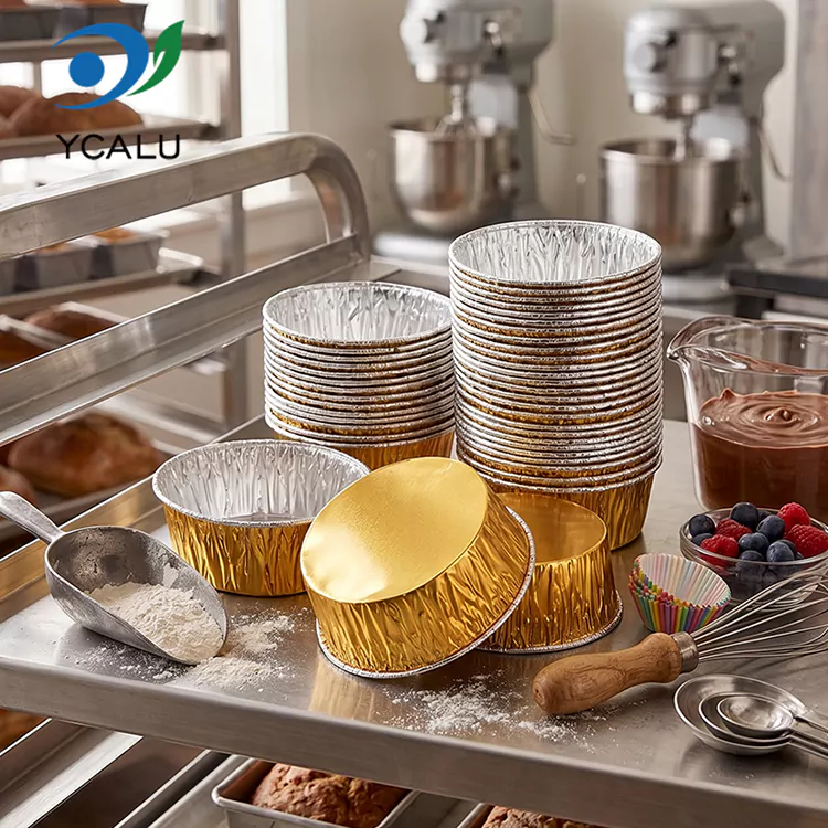 Récipients alimentaires argentés de papier d'aluminium de plaque de cuisson ronde jetable