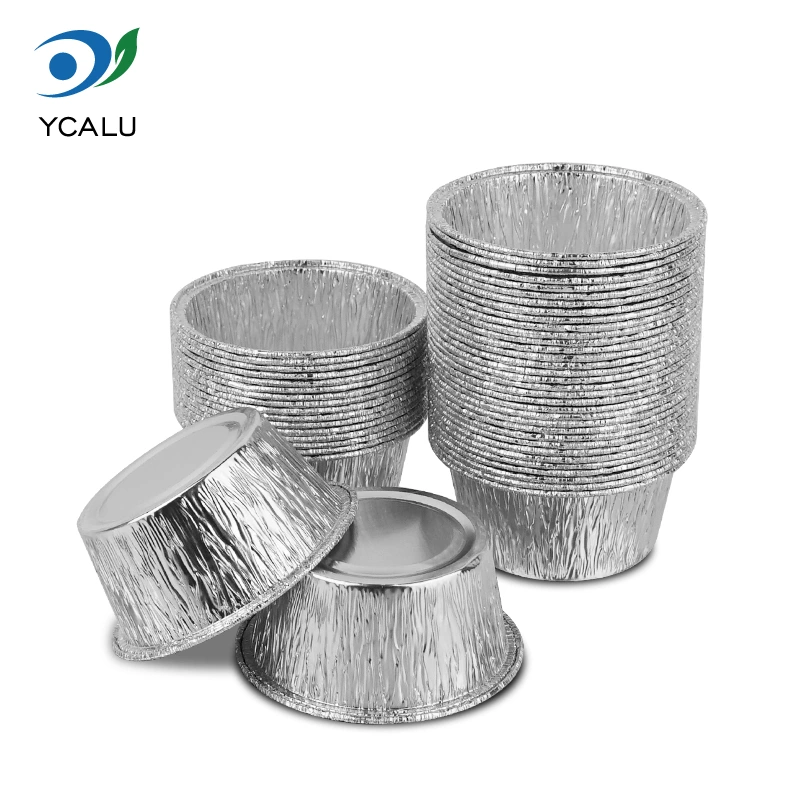 Plateau à gâteaux rond jetable, conteneurs argentés en papier d'aluminium