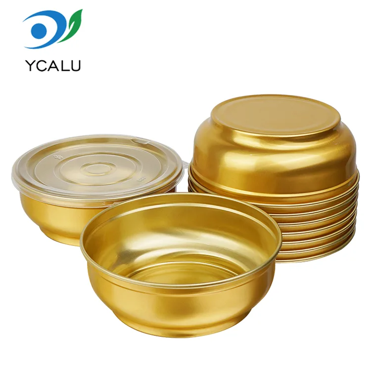 Récipients ronds jetables de papier d'aluminium de bol d'or de grande capacité