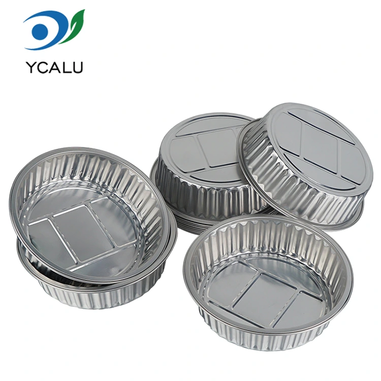 Récipients jetables de papier d'aluminium de restauration emballés par argent rond rond