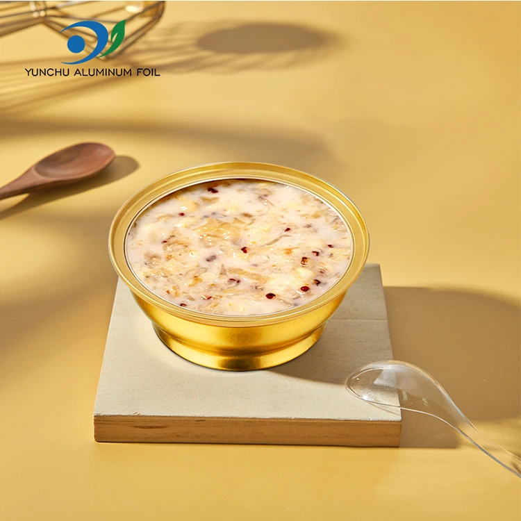 Boîte à emporter ronde jetable, petit bol doré, conteneurs en papier d'aluminium