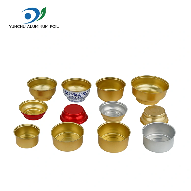 Boîte à emporter ronde jetable, petit bol doré, conteneurs en papier d'aluminium