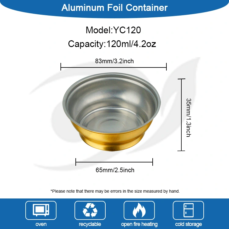 Boîte à emporter ronde jetable, petit bol doré, conteneurs en papier d'aluminium