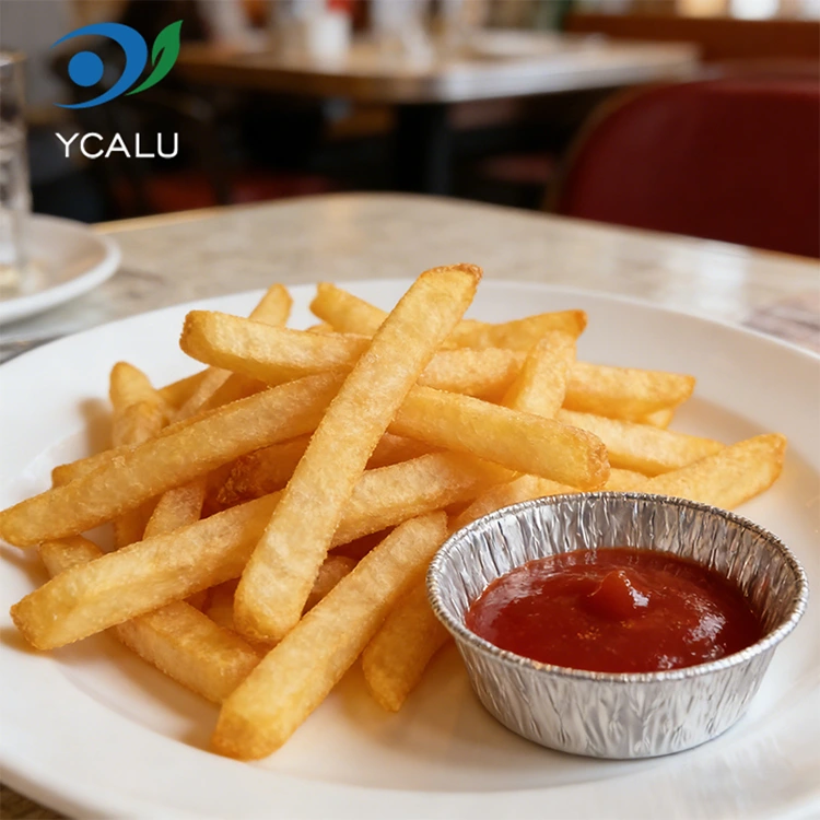 Récipients alimentaires argentés jetables de papier d'aluminium de friteuse d'air d'immersion ronde argentée