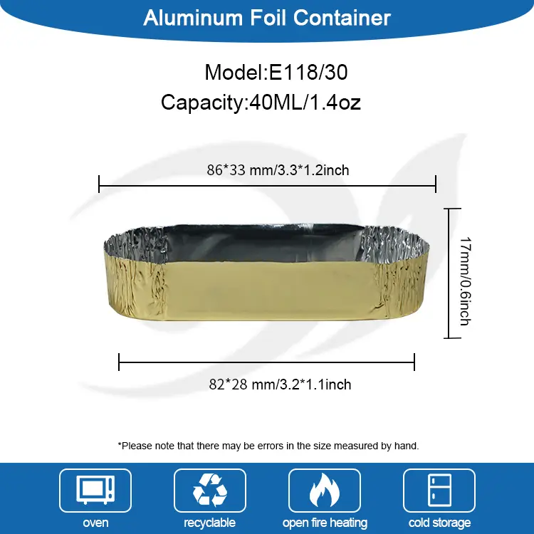 Petits conteneurs d'aluminium en aluminium argent ovale