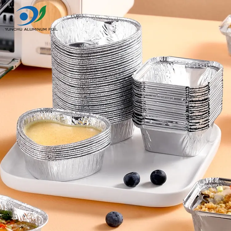 Couchers à gâteau en forme de cœur Récipients en aluminium argent en aluminium