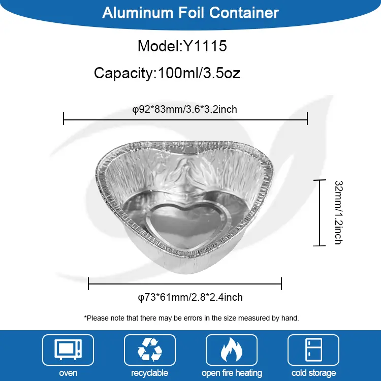Couchers à gâteau en forme de cœur Récipients en aluminium argent en aluminium