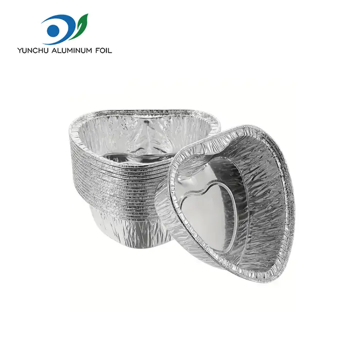 Couchers à gâteau en forme de cœur Récipients en aluminium argent en aluminium