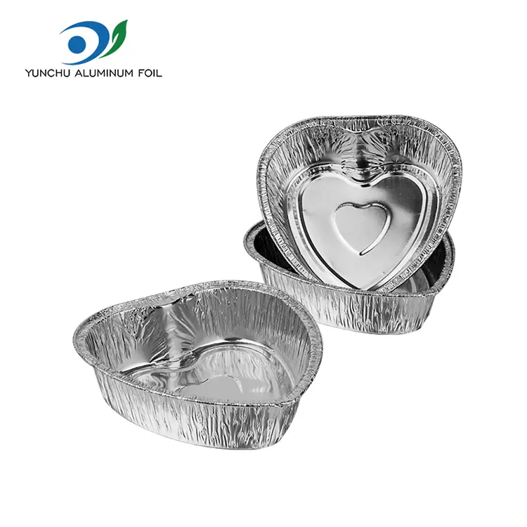 Gâteau à emporter en forme de cœur Récipients en aluminium argent en aluminium Gâteau à emporter en forme de cœur Récipients en aluminium argent en aluminium