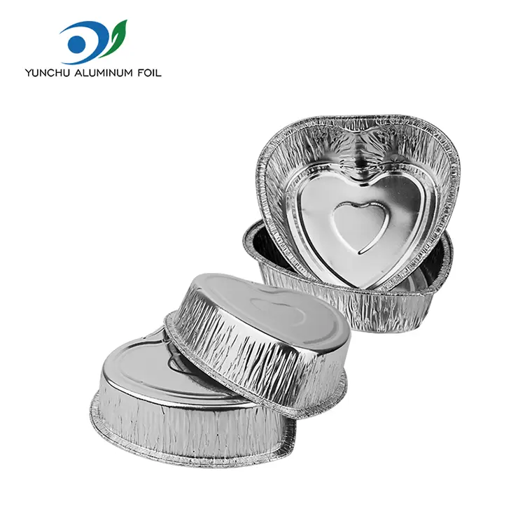 Gâteau à emporter en forme de cœur Récipients en aluminium argent en aluminium