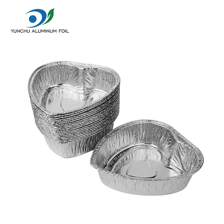 Gâteau à emporter en forme de cœur Récipients en aluminium argent en aluminium