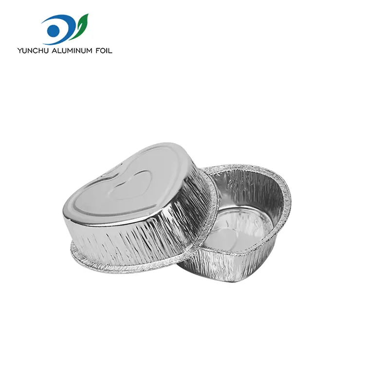 Gâteau à emporter en forme de cœur Récipients en aluminium argent en aluminium