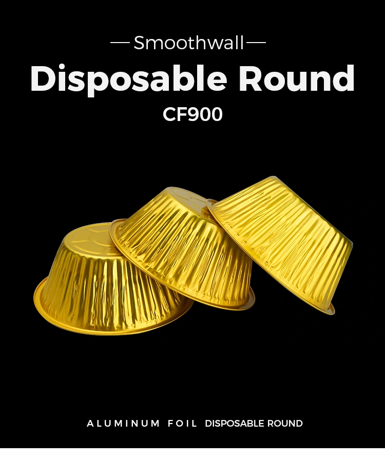 Disposable Takeaway Golden Round Aluminum Foil Containers