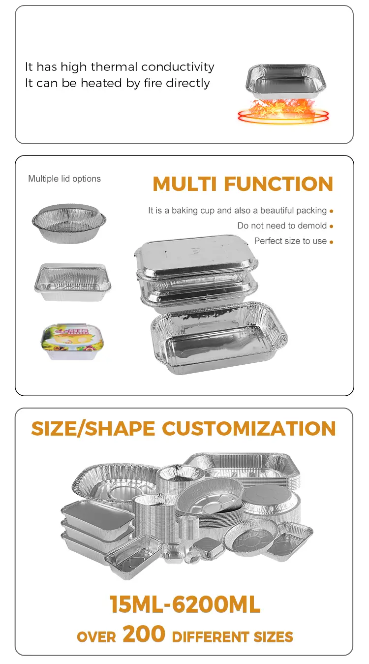 Wrinkle-free thickening Airline Aluminum Foil Containers