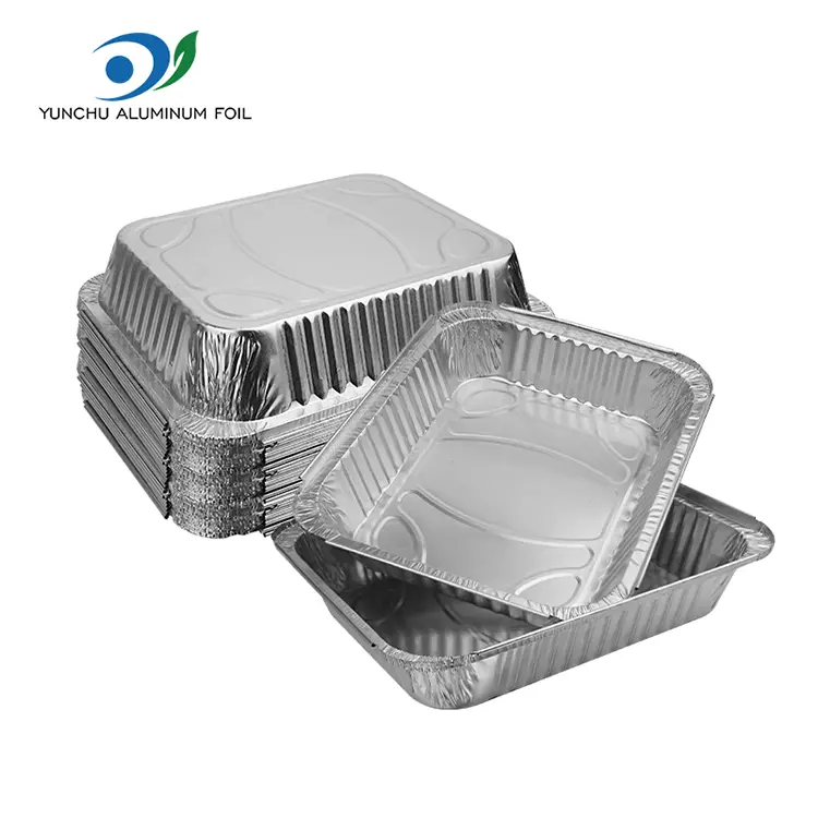 Plaques de barbecue de grande capacité récipient en aluminium argent